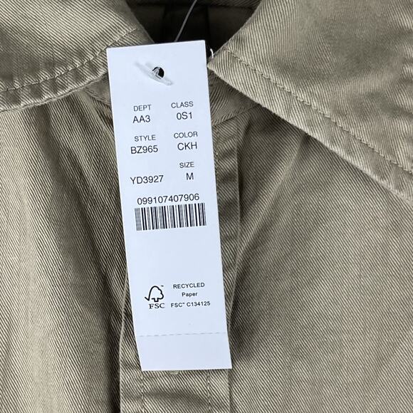 J Crew Oarsman Shirt Mens Medium Beige Button Up Cotton Twill Safari Outdoor NEW - Picture 5 of 14